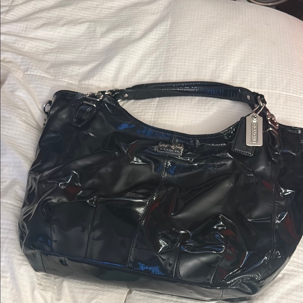 Coach Glossy Black Shoulder Bag